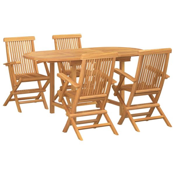 vidaXL Záhradný jedálenský set 5 pcs Hnedá Husté teakové drevo