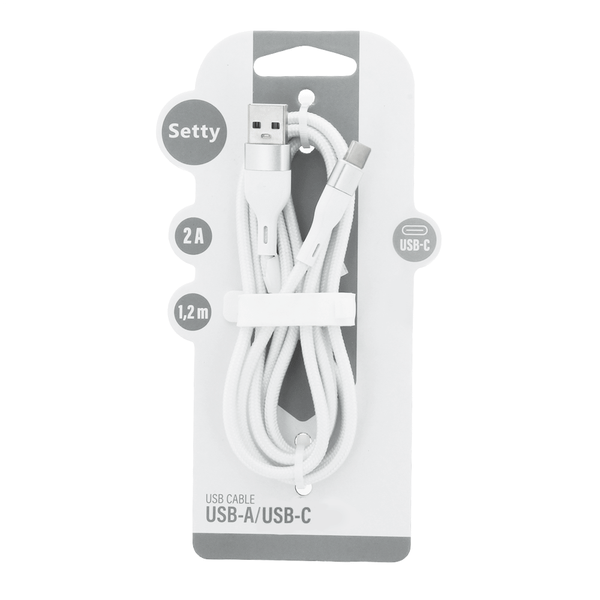 SETTY kábel USB-A - USB-C  1,2 m 2A KSA-C-1.220 biela (GSM171581)