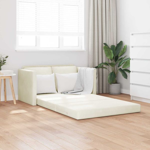 vidaXL Rozkladacia posteľ Krémová 204 x 122 x 60 cm Zamat