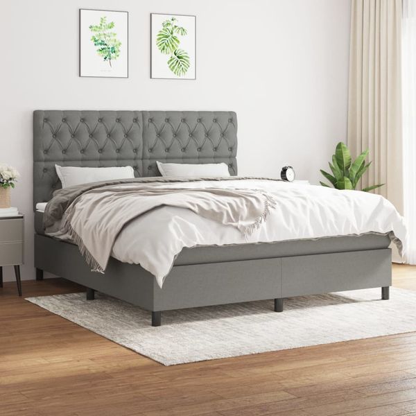 vidaXL Boxspring posteľ s matracom tmavosivá 160x200 cm látka