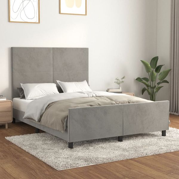 vidaXL Posteľ bez matraca bledosivý 140x200 cm zamat
