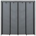 vidaXL Šatník so 4 priehradkami sivý 175x45x170 cm