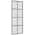 vidaXL Posuvné dvere s kovaním čierne 76x205 cm ESG sklo