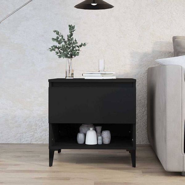 vidaXL Bočný stolík čierny 50x46x50 cm spracované drevo