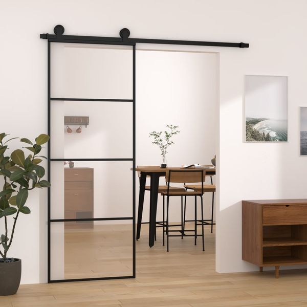 vidaXL Posuvné dvere s kovaním 76x205 cm ESG sklo a hliník