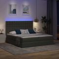 vidaXL LED úložná posteľ s matracom Tmavosivá 200 x 200 cm Látka