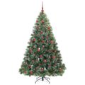 vidaXL Umelý vianočný stromček s 300 LED-i Zelená 180 cm PE a PVC
