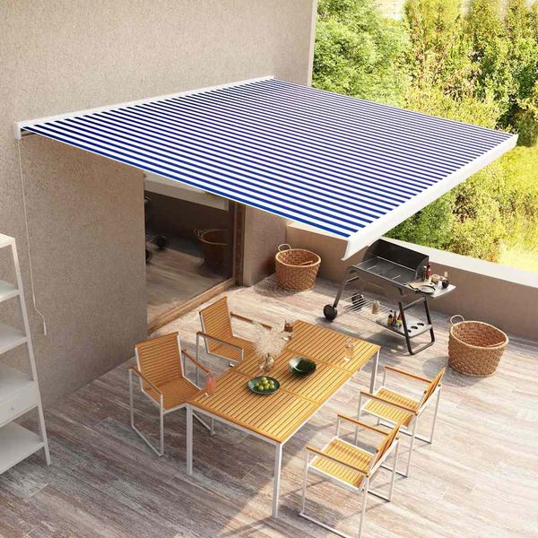 vidaXL Ručne ovládaná kazetová markíza 450x300 cm modrá a biela