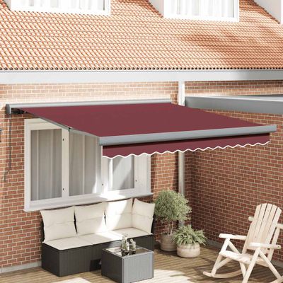 vidaXL Ručne zaťahovacia markíza vínová 300x250 cm