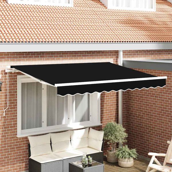 vidaXL Sklopná markíza Čierna 350 x 200 cm látka