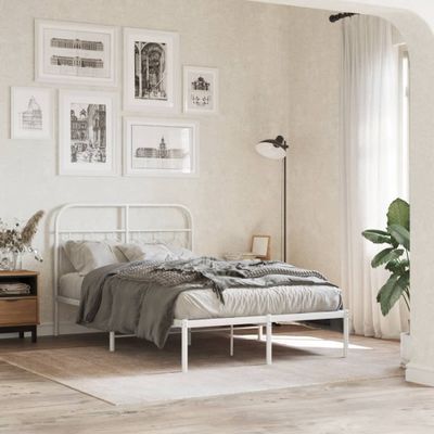 vidaXL Kovový rám postele s čelom biely 120x200 cm