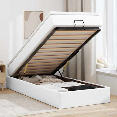 vidaXL Osmanský rám postele s matracom biela 80x200 cm umelá koža