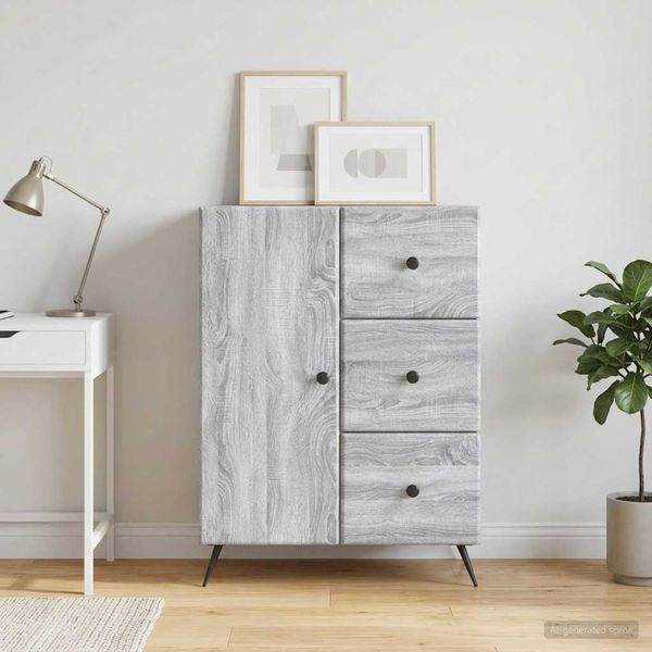 vidaXL Servírovacia skriňa so zásuvkou Sivá sonoma 66 x 34,5 x 90 cm