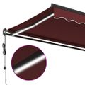 vidaXL Automaticky zaťahovacia markíza s LED burgundská 600x350 cm