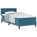 vidaXL Posteľ s pružinovým rámom Tmavomodrá 200 x 90 cm Zamat