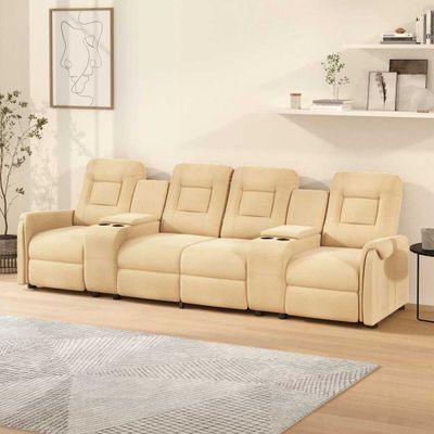 vidaXL 4-miestne sklápacie masážne kreslo+držiaky na poháre, krémové