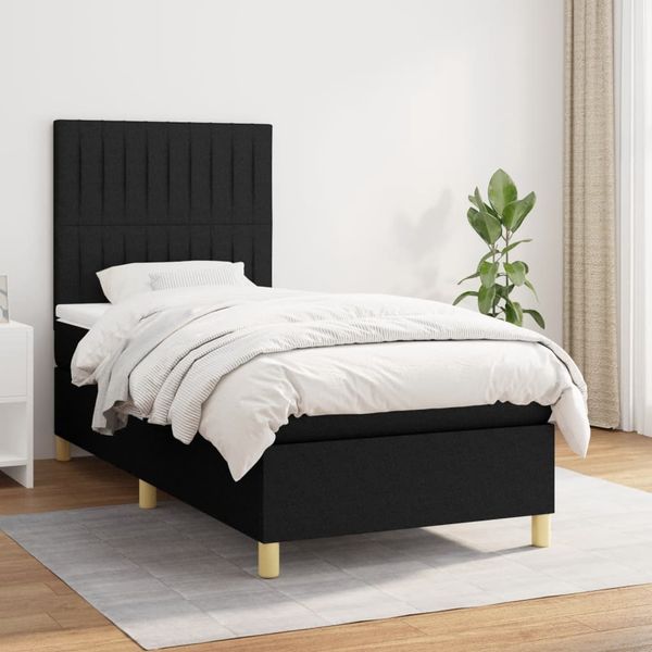 vidaXL Posteľný rám boxspring s matracom čierny 90x190 cm látka