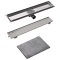 vidaXL Rovný sprchový odtok, 630x140 mm, nerezová oceľ