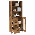 vidaXL Highboard Staré drevo 69,5 x 34 x 180 cm Kompozitné drevo