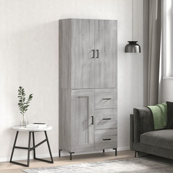vidaXL Vysoká skrinka sivý dub sonoma 69,5x34x180 cm spracované drevo