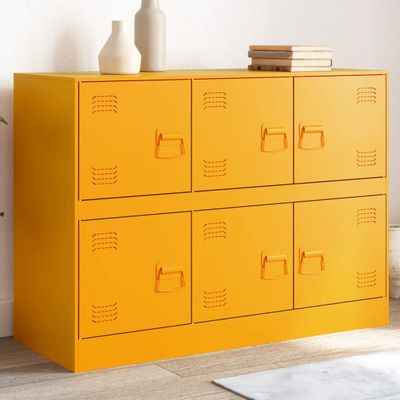 vidaXL Komoda horčicovožltá 67x39x73 cm oceľ