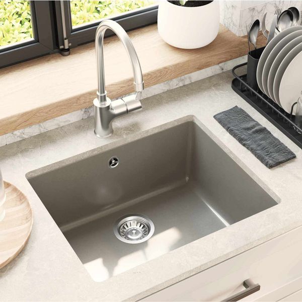vidaXL Drez Sivá 530 x 460 mm 80% Kvárc a 20% Živica