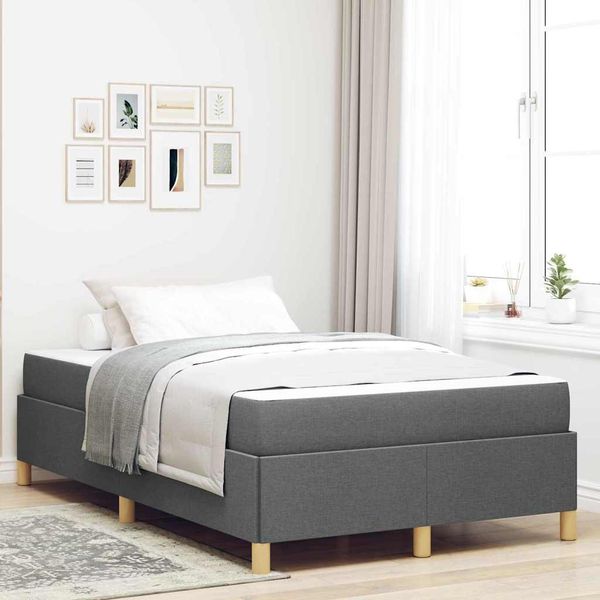 vidaXL Rám postele s matracmi Tmavo šedá 120 x 200 cm látka