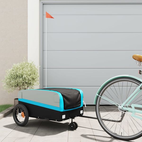 vidaXL Vozík za bicykel, čierno modrý 30 kg, železo