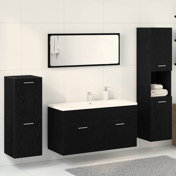 vidaXL Sada kúpeľňového nábytku 4 pcs Čierny dub Kompozitné drevo