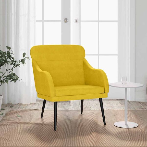 vidaXL Kreslo žlté 63x76x80 cm zamat