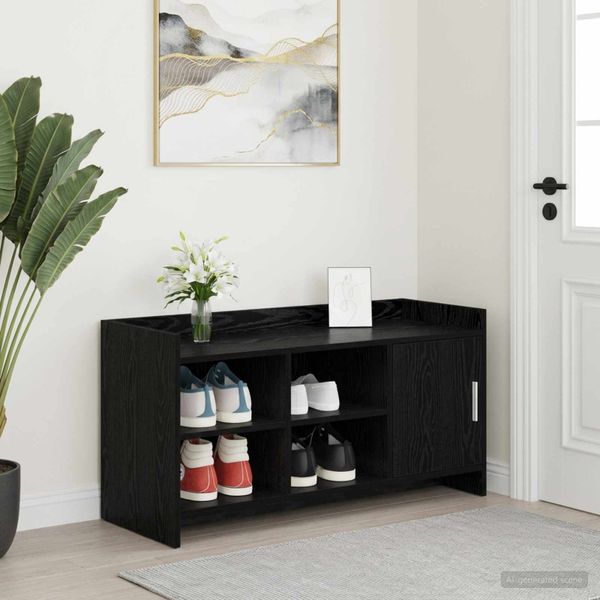 vidaXL Skriňa na topánky s úložiskom Čierny dub 100 x 39,5 x 51 cm