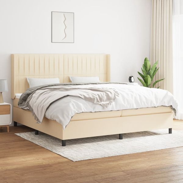 vidaXL Boxspring posteľ s matracom krémová 200x200 cm látka