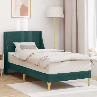vidaXL Rám postele Jednofarebný Tmavozelená 90 x 200 cm látka