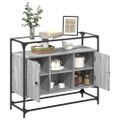 vidaXL TV skrinka sklenená doska sivá sonoma 98x35x81 cm kompoz. drevo