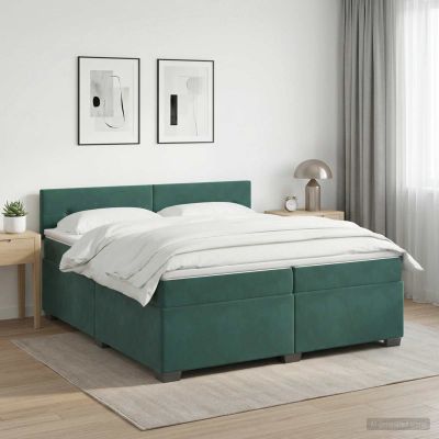 vidaXL Posteľ boxspring s matracom Tmavozelená 200 x 200 cm Zamat