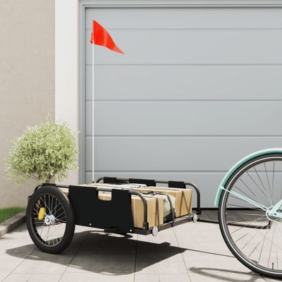 vidaXL Príves na bicykel, čierny, oxfordská látka, železo