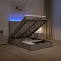 vidaXL Ottoman posteľ s matracom a LED Sivohnedá 120 x 190 cm Látka