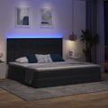 vidaXL LED úložná posteľ s matracom Tmavosivá 200 x 200 cm Zamat