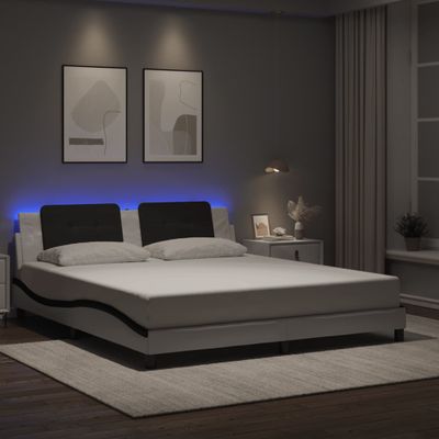 vidaXL Rám postele s LED bez matraca Zadar biely a čierny 180x200 cm