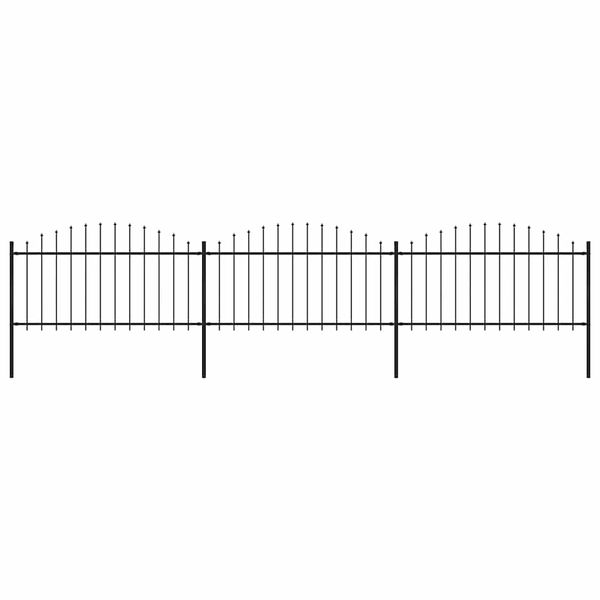 vidaXL Záhradný plot s vrchnou časťou z ocele 537x150 cm čierny
