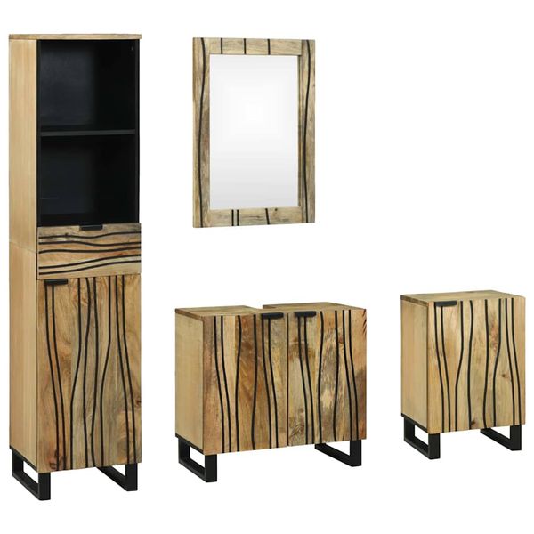 vidaXL Sada kúpeľňového nábytku Nástenný 4 pcs Hnedá Kompozitné drevo
