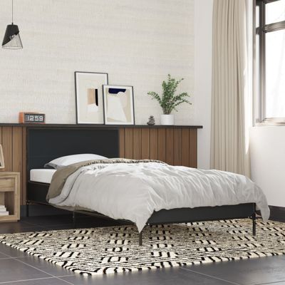 vidaXL Posteľný rám čierny 75x190 cm kompozitné drevo a kov