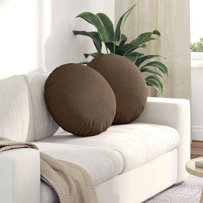 vidaXL Vankúše na sedenie 2 pcs Hnedá Ø50 x 19 cm látka