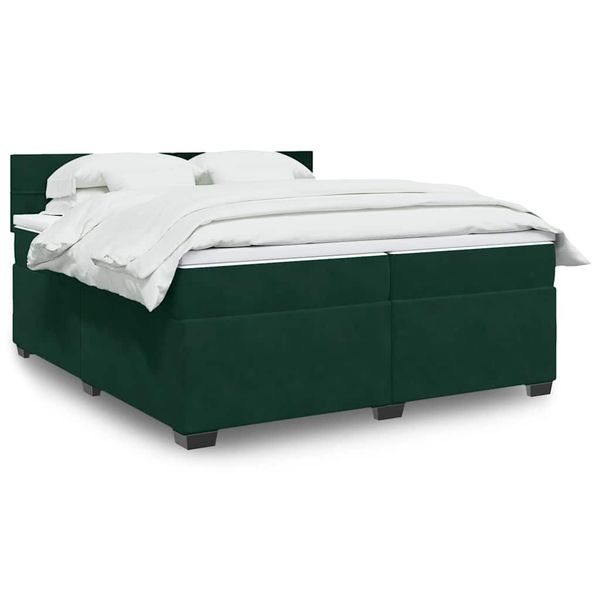 vidaXL Posteľný rám boxsping s matracom tmavozelený 200x200 cm zamat