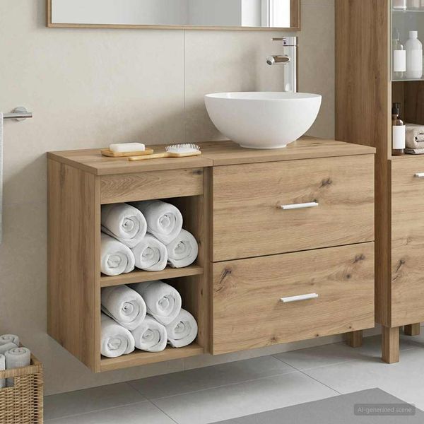 vidaXL Sada kúpeľňového nábytku 2 pcs Dub artisan Kompozitné drevo