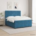 vidaXL Posteľ boxspring s matracom Modrá 140 x 200 cm Zamat