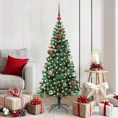 vidaXL Umelý predsvietený vianočný stromček Zelená 150 cm PVC a kov