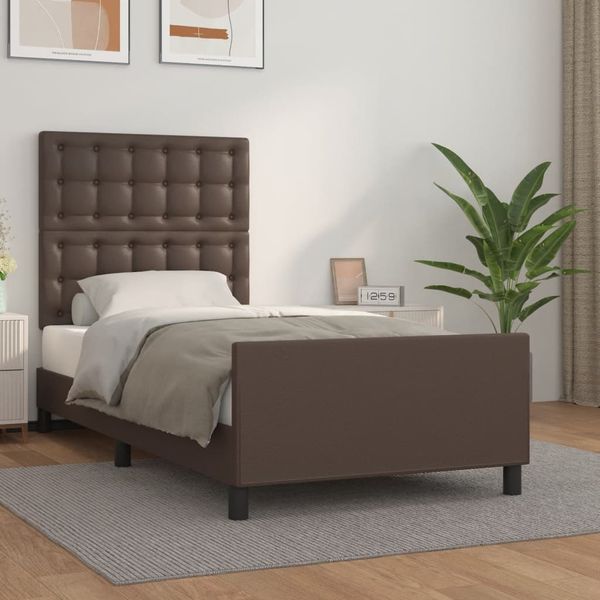 vidaXL Posteľný rám s čelom hnedý 90x190 cm umelá koža