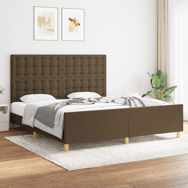 vidaXL Posteľný rám s čelom hnedý 180x200 cm látka