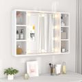 vidaXL Zrkadlová skrinka s LED biela 76x15x55 cm